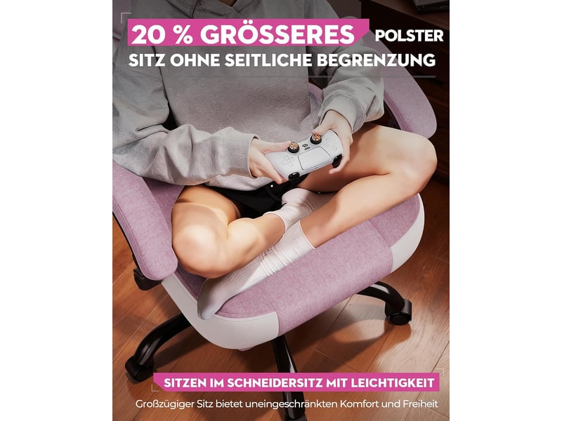  Gtplayer chaise de jeu en tissu avec accoudoirs synchronisés, inclinaison de 90-155° et repose-pieds - rose - double ligne LR408-PK-DL-FA - Conforama D