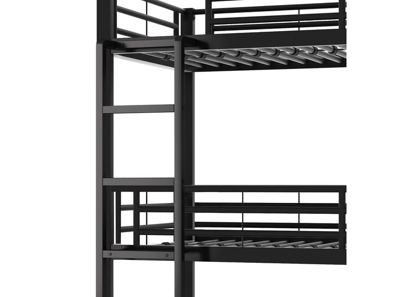 Lit superposé triple en métal 90 x 200 cm, 3 couchages, barrières de sécurité et échelle fixe - Conforama W