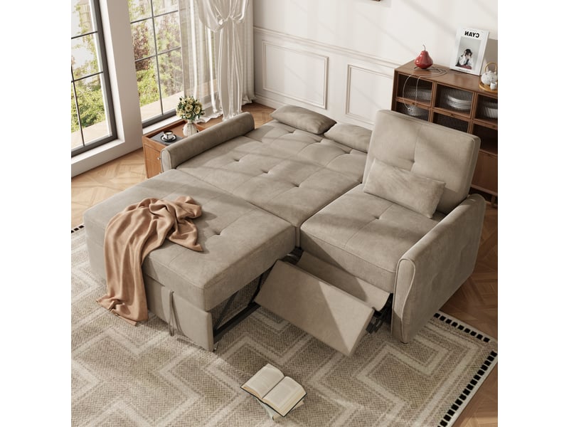  Canapé-lit 3 places 176x148x83 cm - convertible 3 en 1 - dossier réglable 3 positions - fonction couchage - chenille - mousse confortable - marron CozyNest - Conforama D