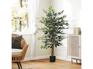 Plante artificielle ficus tronc branches liane lichen feuilles grand réalisme pot hauteur inclus 1,3 m