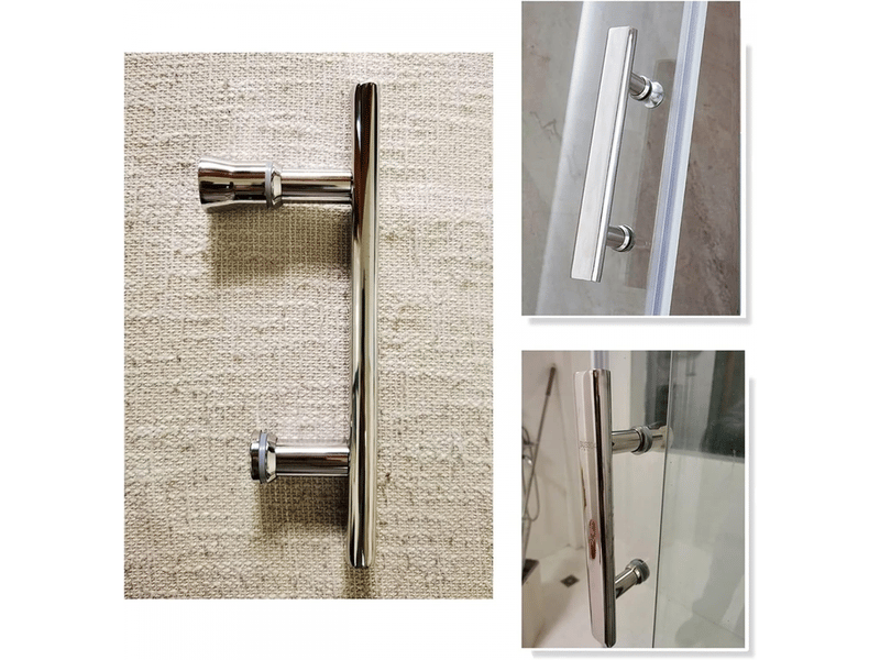  2 poignées en acier inoxydable pour portes de douche, distance entre axes de 145 mm, pour salle de bain et cuisine  - Conforama D