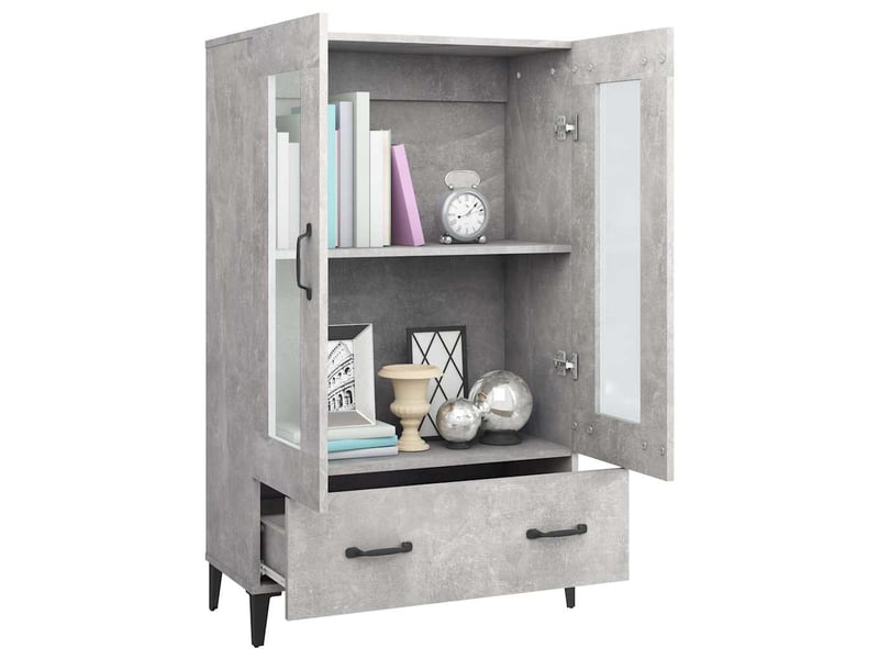  Buffet haut - bahut - meuble de rangement gris béton 70x31x115 cm bois d'ingénierie  - Conforama D