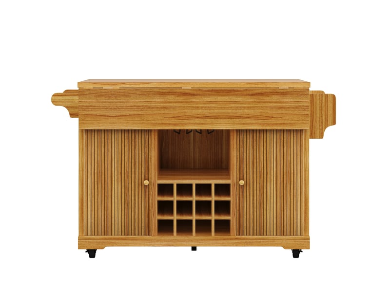 Desserte de cuisine 142,5 x 80 x 95 cm marron foncé, mdf et métal, plateau extensible sur roulettes - Conforama D