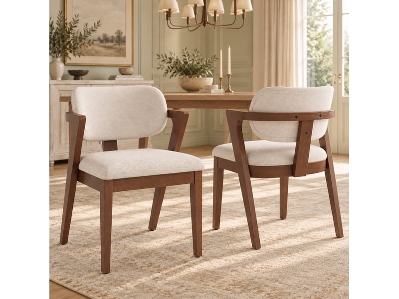  Lot de 2 chaises de salle à manger 56x57,5x79 cm noyer et beige avoine  - Conforama B