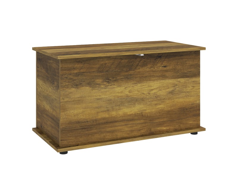  Coffre malle de rangement coffre à jouets dim. 80l x 40l x 45h cm effet bois miel  - Conforama E