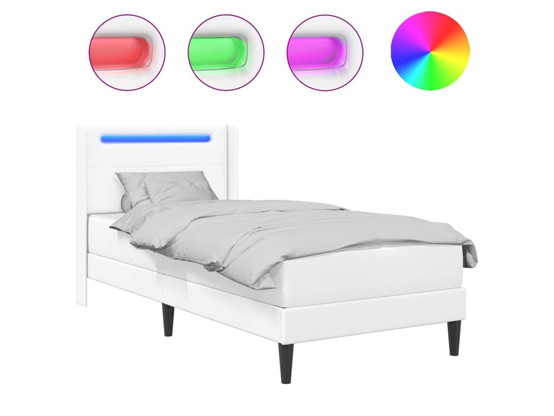  Lit simple- lit adulte -  cadre de lit avec matelas blanc 90 x 200 cm simili cuir  - Conforama A