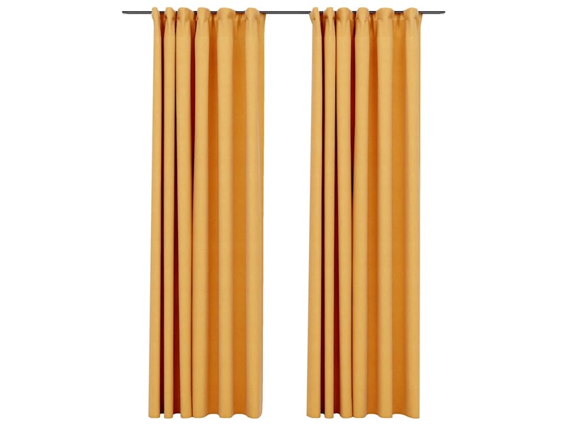 Lot de 2 rideaux occultants, rideaux black-out aspect lin et crochets jaune 140x245cm cf44542  - Conforama A