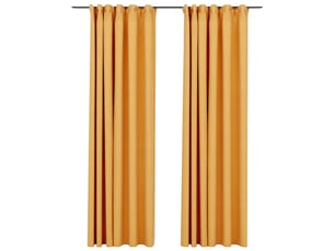 Lot de 2 rideaux occultants, rideaux black-out aspect lin et crochets jaune 140x245cm cf44542