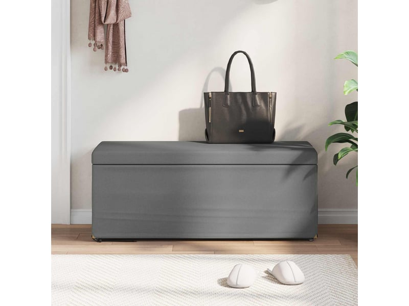  Tabouret bas, ottoman gris foncé 101x41x40 cm tissu et bois stratifié  - Conforama C