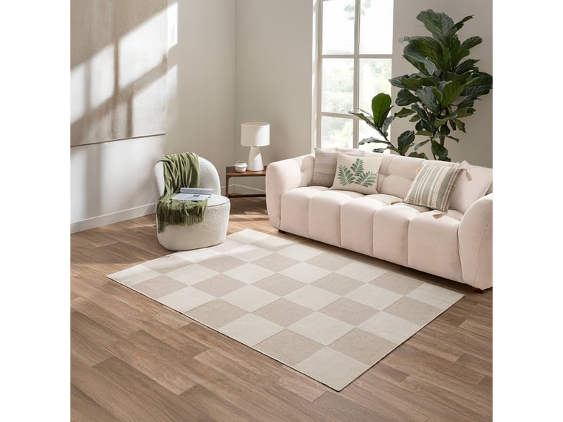  Tapis damier en relief toledo 140x200cm naturel  - Conforama E