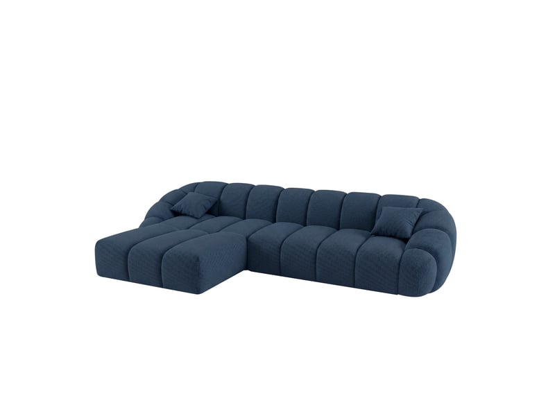  Canapé bulle angle gauche en tissu chenille et bois renforcé bleu - serena - morphea  - Conforama A