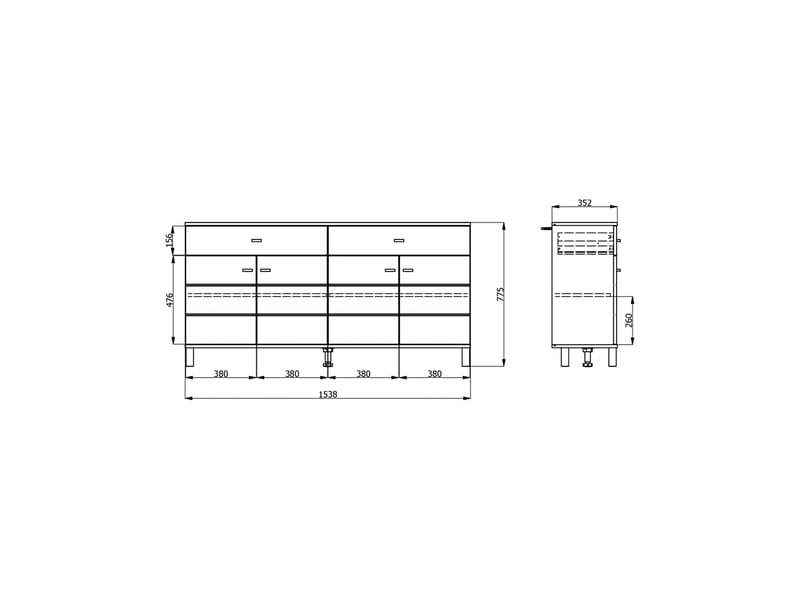  Buffet barich, meuble 2 tiroirs, 154x35x78h cm chêne nœuds marron Barich - Conforama D