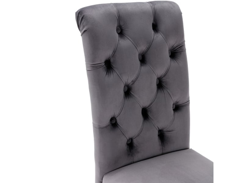  Lot de 6 chaises, chaise grise, avec dossier rembourré, pieds en bois, pour salon et salle à manger, en velours  - Conforama E