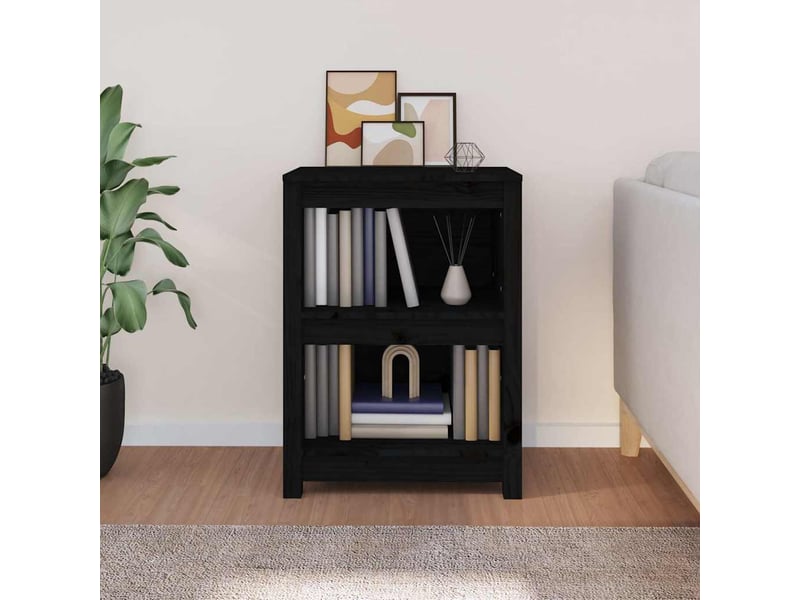  Bibliothèque, meuble de rangement salon noir 50x35x68 cm bois de pin massif  - Conforama C