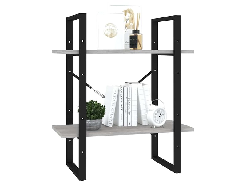  Bibliothèque à 2 niveaux, armoire à livres gris béton 60x30x70 cm bois ingénierie  - Conforama D