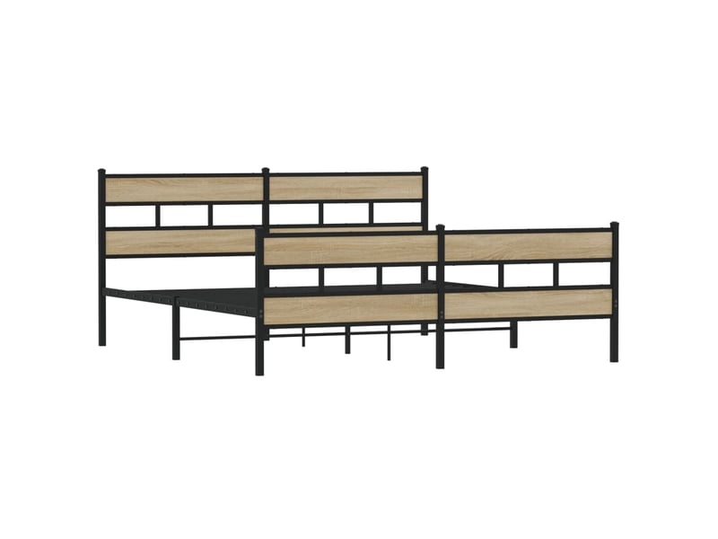 Lit double- lit adulte - cadre de lit en métal sans matelas chêne sonoma 200x200 cm - Conforama B