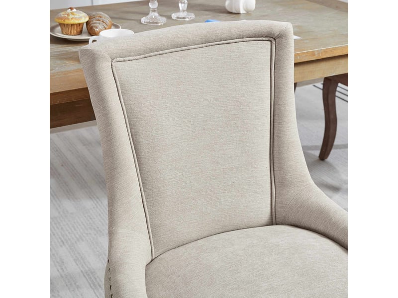  Lot de 2 chaises de salle à manger en tissu chenille beige DE1807BG - Conforama D