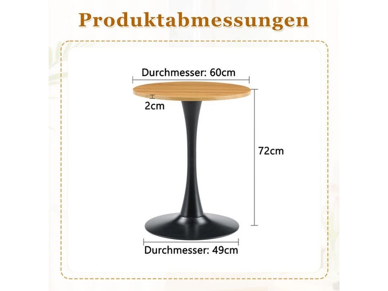  Table d'appoint - ronde - mdf et métal - style contemporain - capacité 120 kg 60x60x72cm - Conforama E
