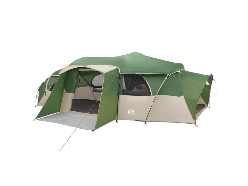  Tente de camping, tente familiale avec auvent imperméable 18 personne vert shl31377  - Conforama A