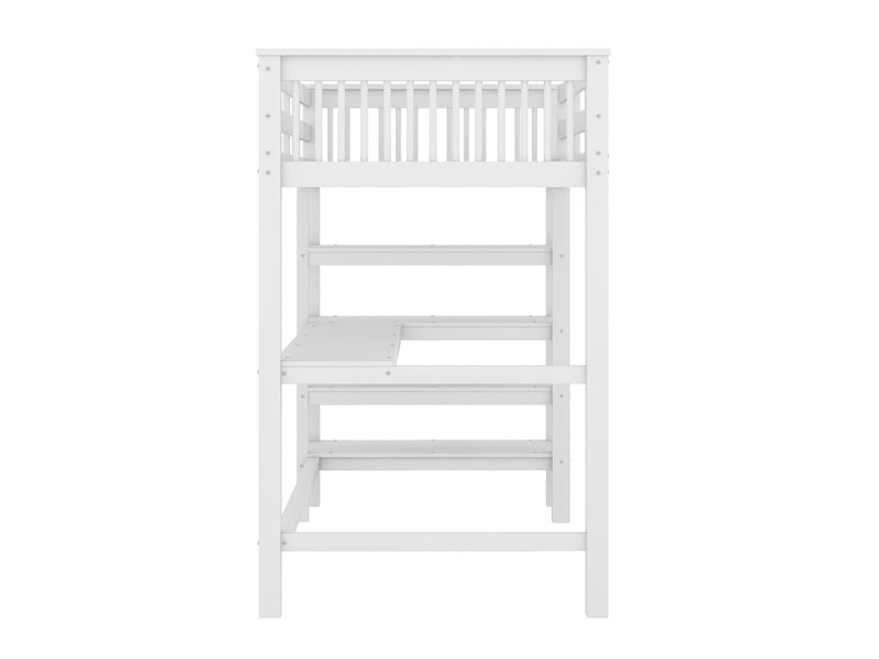  Lit mezzanine enfant 90x200, sécurité renforcée lit mezzanine avec bureau, structure bois massif, rangement intégré, échelle intégrée  - Conforama D