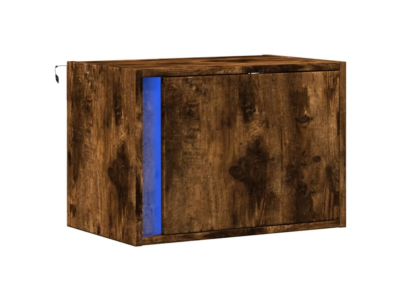 Table de chevet - cabinet de chevet - table de nuit murale avec lumières led chêne fumé - Conforama B