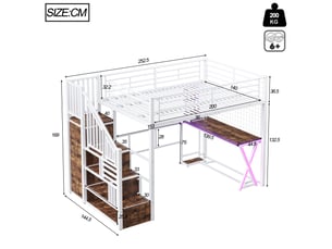 Lit mezzanine 140x200 cm <strong></strong> <strong></strong> coloris blanc