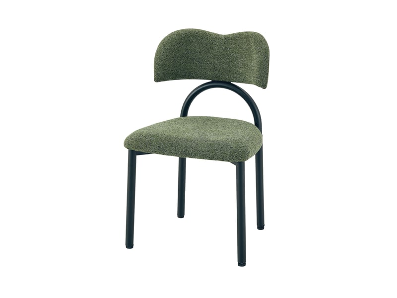  Lot de 2 chaises de salle à manger,avec piètement métal noir,tissu,vert  - Conforama D