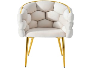 Lot de 6 chaises de salle à manger en velours beige, pieds en métal doré, design moderne, assise ergonomique