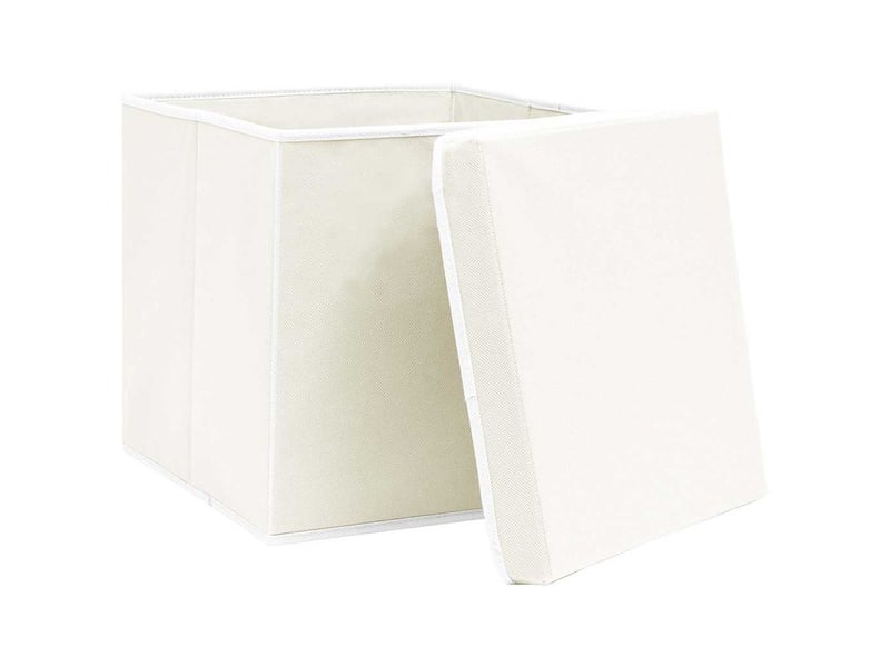 Boîtes de rangement avec couvercles 4pcs blanc 32x32x32cm tissu - Conforama C