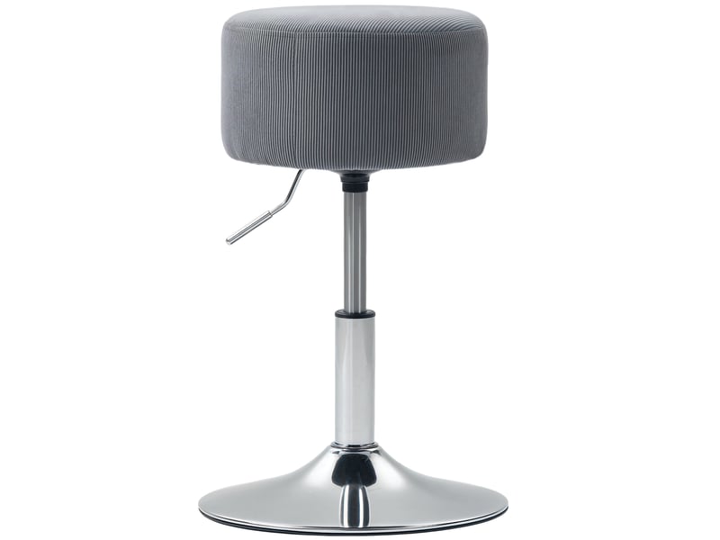  Tabouret de cuisine réglable en hauteur 52-66 cm, revêtu de velours côtelé, pivotant à 360°, gris  - Conforama A