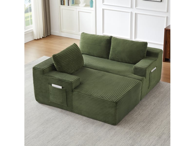  Canapé d'angle gauche 238 x 152 x 66 cm – vert – tissu côtelé, 4 places, sans montage  - Conforama D