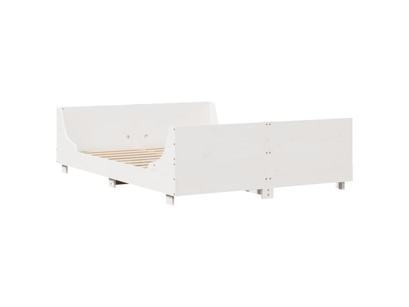  Lit double- lit adulte -  cadre de lit sans matelas blanc 135x190 cm bois de pin massif  - Conforama B