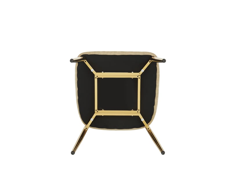 Lot de 6 chaises de salle à manger marron rembourrées, pieds dorés réglables, jusqu’à 125 kg - Conforama E