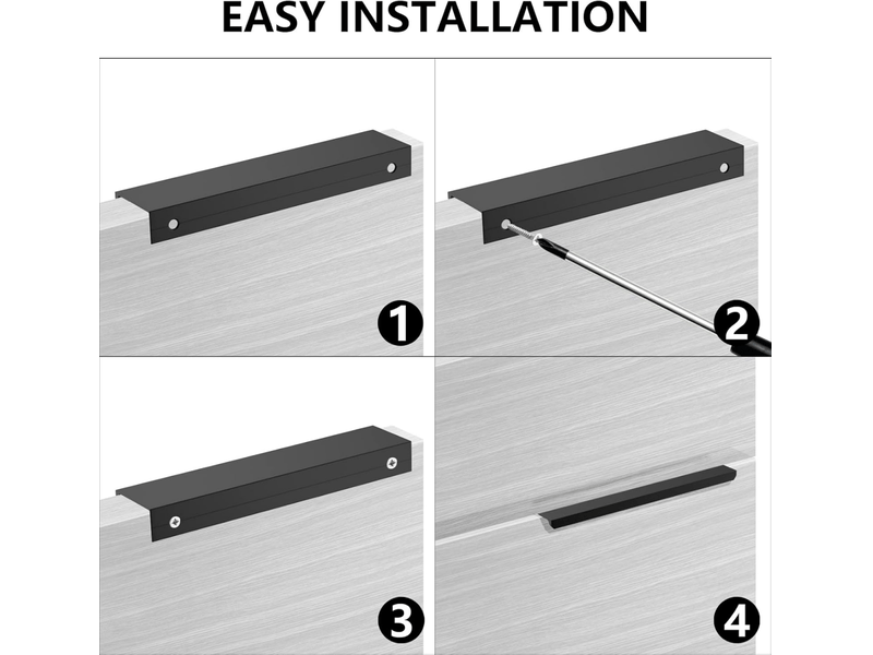  Poignée de cuisine noire (128 mmlongueur 150 mm), 10 poignées invisibles pour meubles avec distance entre centres, poignée de porte en aluminium  - Conforama D