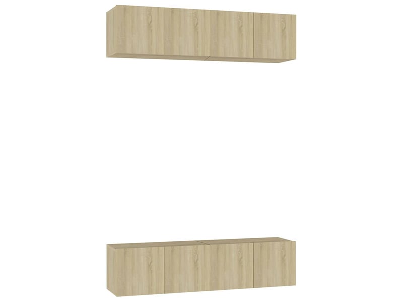  Lot de 4 meuble tv bas salon chêne sonoma 60x30x30 cm bois d'ingénierie  - Conforama A