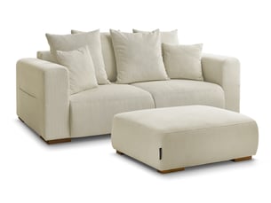 Canapé droit fixe BOBOCHIC SIDONIE 3 places Velours beige