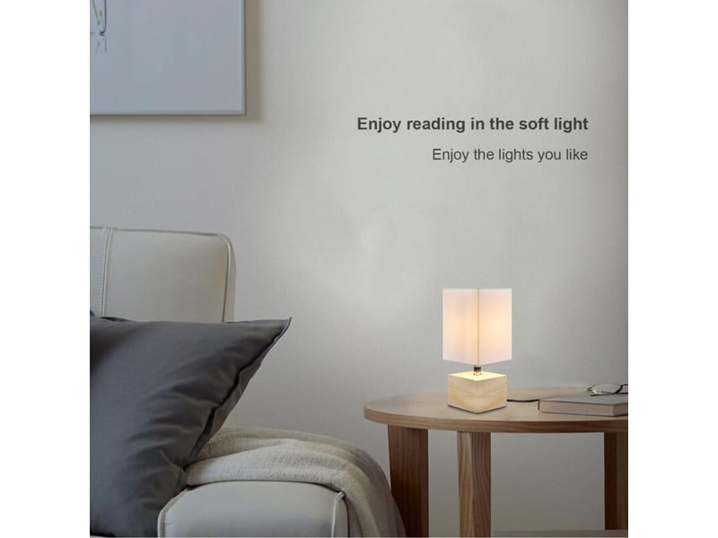  Lampe de chevet décoration moderne [ampoule e14 incluse] en bois, éclairage chambre (blanc) - r  - Conforama D