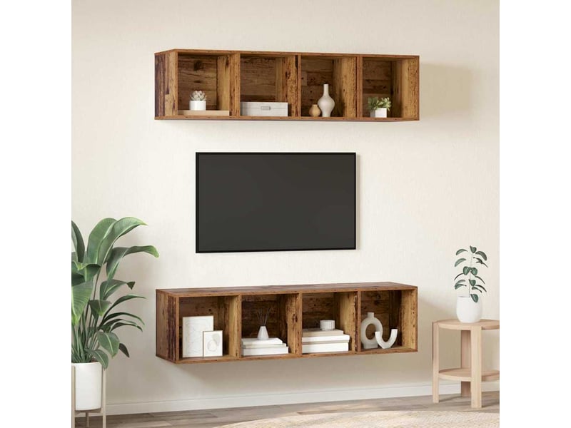  Ensemble meuble tv - banc tv - meuble de rangement 3 pcs bois ancien bois d'ingénierie  - Conforama D