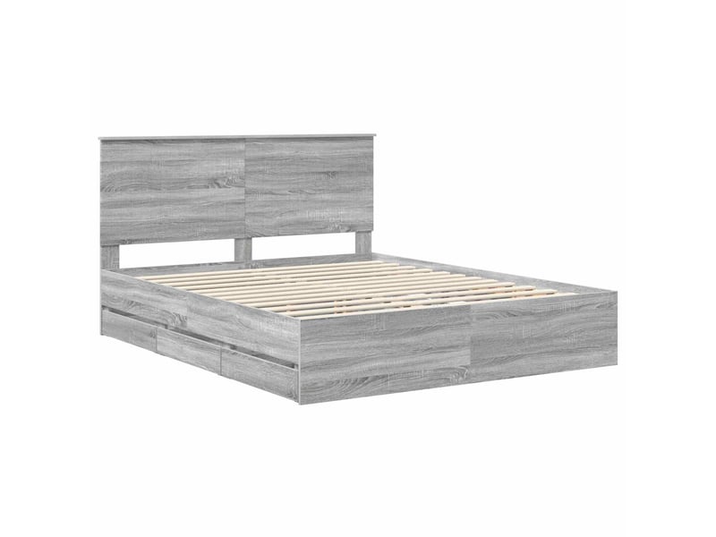  Lit double- lit adulte -  cadre de lit gris sonoma 160 x 200 cm bois ingénierie  - Conforama C