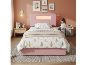 Lit simple 90x200 cm <strong>REDOM</strong>  <strong></strong> coloris rose