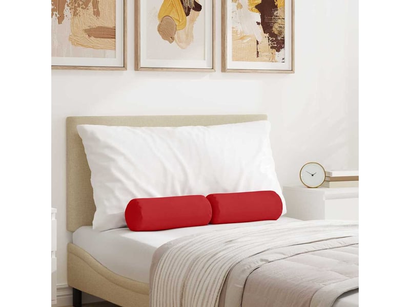  Lot de 2 coussins d'accent, coussins décoratifs, coussins lombaires tissu rouge ø 15 x 40 cm cf56706  - Conforama B