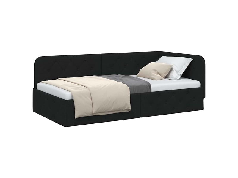  Lit simple- lit adulte -  cadre de lit d'angle noir 90 x 190 cm tissu  - Conforama B