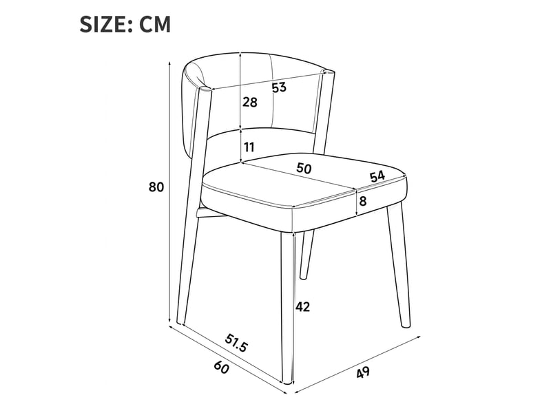  Chaise de salle à manger en tissu chenille avec mousse 25d, dossier incurvé et pieds métalliques, lots de 2, 4 ou 6  - Conforama C