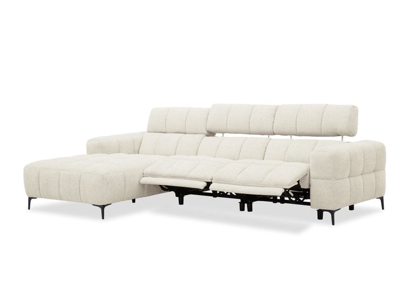 Canapé d'angle relax électrique en velours texturé beige edelmira - angle gauche KM7965-M3-BEI - Conforama C