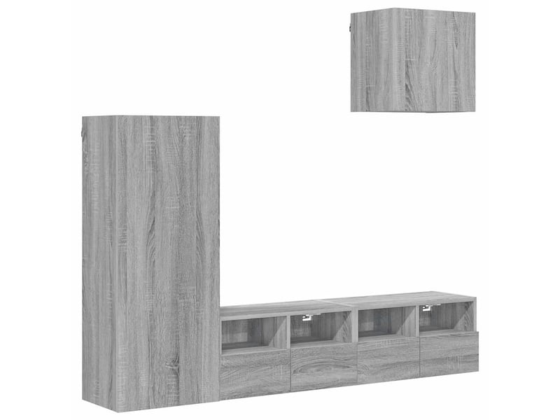 Unités murales tv 4 pcs sonoma gris bois d'ingénierie shl7603  - Conforama A