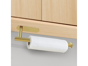 Porte-essuie-tout mural sous armoire pour essuie-tout de cuisine, barre autocollante, support, acier inoxydable sus304 13 pouces,gold