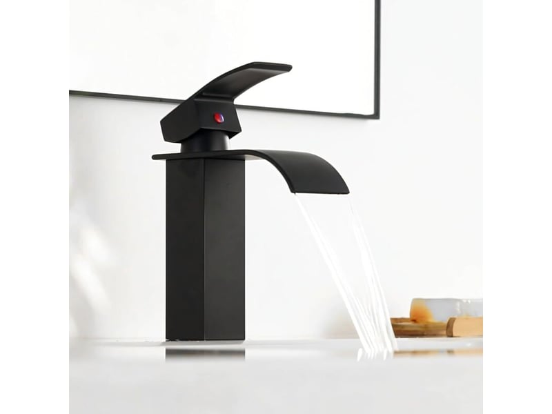  Robinet de lavabo chaud et froid à noyau en cuivre noir, lavabo de salle de bain, toilettes au-dessus du comptoir, robinet cascade pour la maison B309698JJZJ - Conforama B