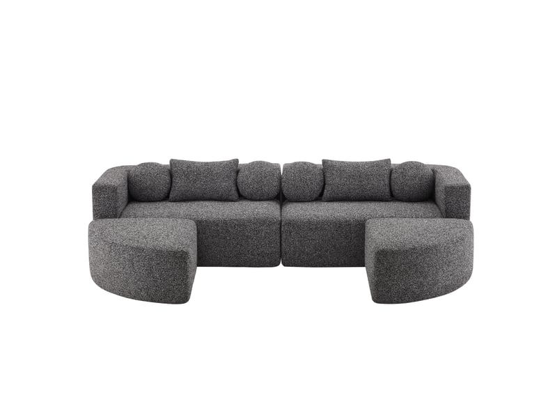 Canapé modulaire convertible 4 places en tissu noir, livré compressé sans montage, idéal pour vos invités - Conforama A