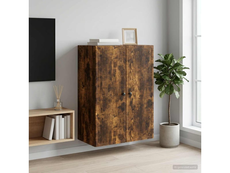  Armoire murale salon chêne fumé 66x34,5x90cm bois d'ingénierie shl2136  - Conforama B