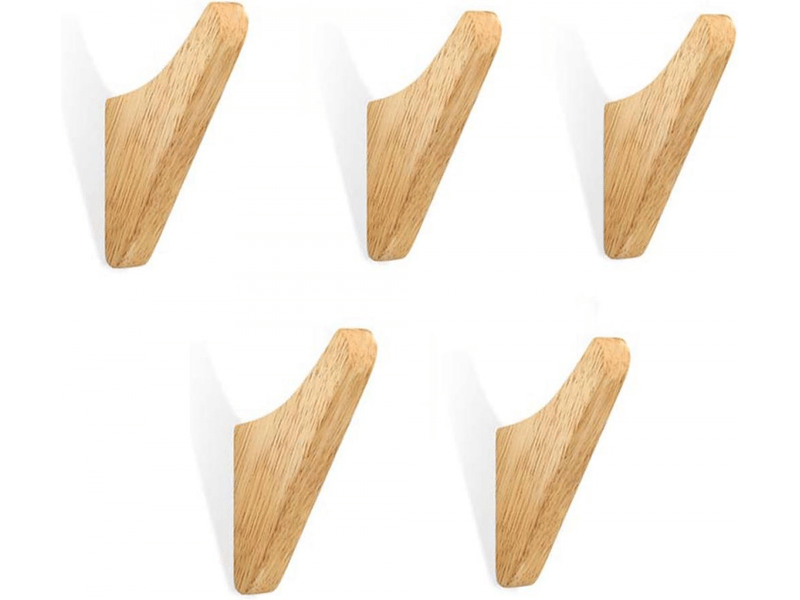  Lot de 5 patères en bois, crochets à serviettes muraux, porte-manteau d'entrée créatif, gris  - Conforama A